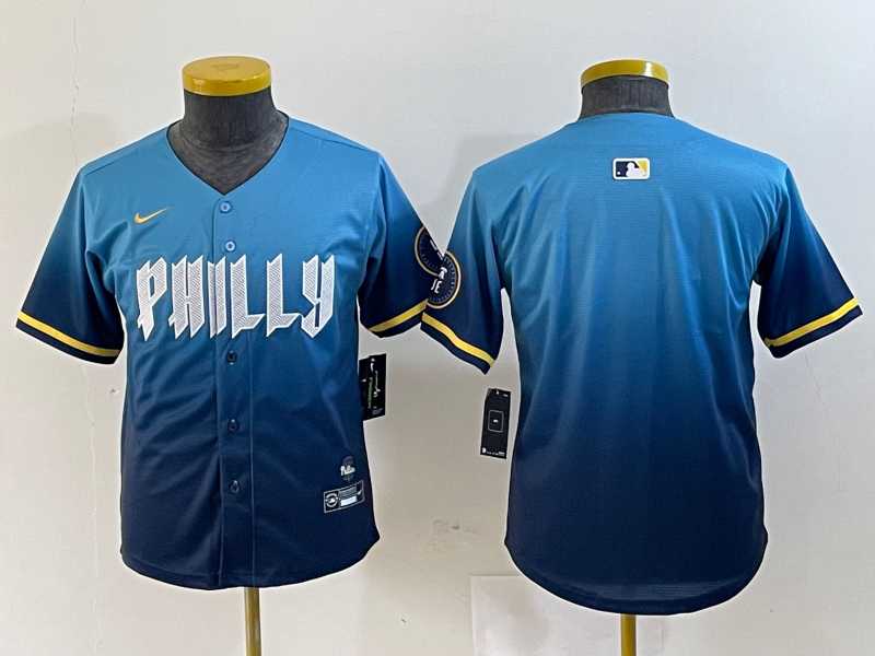 Youth Philadelphia Phillies Blank Blue 2024 City Cool Base Stitched Jersey->mlb youth jerseys->MLB Jersey